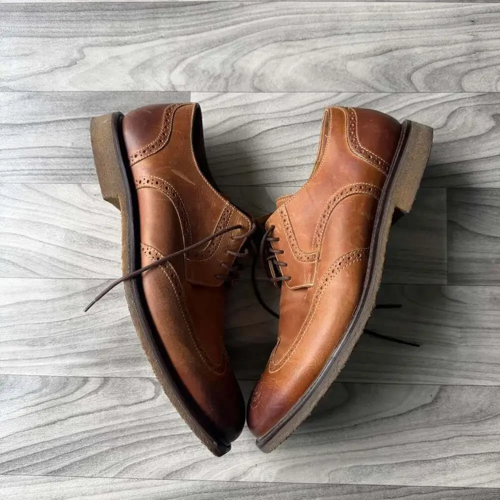 Johnston & Murphy Wingtip Oxfords Brown Leather Size 12M
